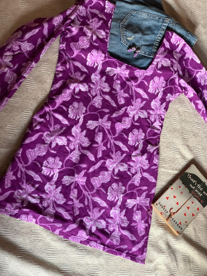 Nayantara Women’s Purple Petal Kurthi