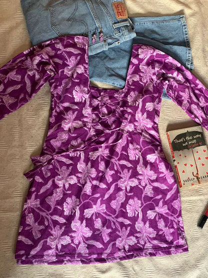 Nayantara Women’s Purple Petal Kurthi